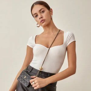 Reformation Zya Knit Top in White